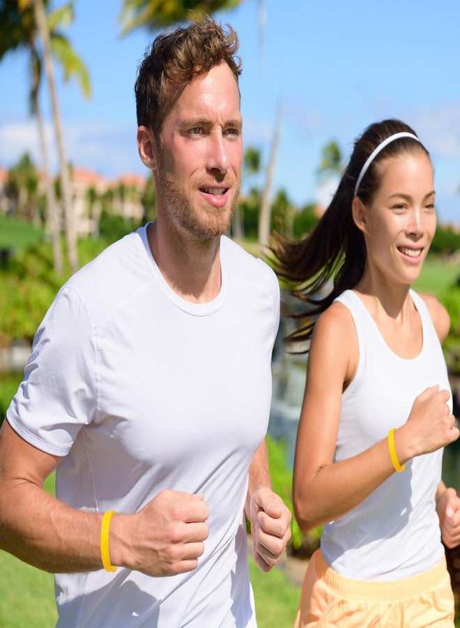 Bouiexye مجموعة أساور مطاطية صفراء من Bouiexye، 60 قطعة، مناسبة للجنسين، مثالية للفرق الرياضية والحفلات والألعاب والديكورات العصرية. - Image 4
